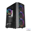 Kép 1/6 - Everest Számítógépház -  FLAT MESH (fekete; plexi; ATX; alsó táp; 4x120mm LED; 1xUSB3.0 + 2xUSB2.0, I/O; porszűrő)