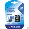 Kép 1/2 - Memóriakártya, microSDHC, 32GB, CL10/U1, 90/10 MB/s, adapter, VERBATIM "Premium"