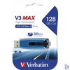 Kép 1/4 - Pendrive, 128GB, USB 3.2, 175/80 MB/s, VERBATIM "V3 MAX", kék-fekete
