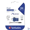 Kép 1/4 - Pendrive, 64GB, USB 3.2+USB-C adapter, VERBATIM "Dual"