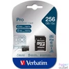 Kép 1/3 - Memóriakártya, microSDXC, 256GB, CL10/U3/A2, 100/90 MB/s, adapter, VERBATIM "PRO"
