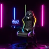 Kép 2/4 - RGB LED-es gamer szék, karfával, párnával, fekete