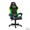 Kép 1/4 - RGB LED-es gamer szék, karfával, párnával, fekete / zöld