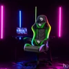 Kép 2/4 - RGB LED-es gamer szék, karfával, párnával, fekete / zöld