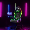 Kép 2/4 - RGB LED-es gamer szék, karfával, párnával, fekete / zöld