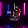 Kép 2/4 - RGB LED-es gamer szék, karfával, párnával, fekete / piros