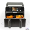 Kép 1/4 - Olaj nélküli fritőz, XXL, 230V, 2200W, dupla kosár, színes érintőkijelző, 4+4 L