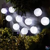 Kép 1/5 - Szolár lampion fényfüzér, 10 db fehér lampion, hidegfehér LED, 2,5 m
