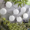 Kép 3/5 - Szolár lampion fényfüzér, 10 db fehér lampion, hidegfehér LED, 2,5 m