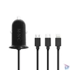 Kép 1/4 - Szivargyújtós adapter 4 az 1-ben + USB - fekete 54920BK Lightning, MicroUSB, Type-C