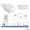 Kép 4/4 - Akyga 2x USB-C PD 5-12V / max. 3A 40W Quick Charge 3.0 gyorstöltő