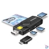 Kép 1/7 - Axagon CRE-SMP2A USB Smart card & SD/microSD/SIM card PocketReader összecsukható okos kártyaolvasó