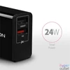 Kép 2/5 - Axagon ACU-QS24 QC3.0 + 5V-1.2A fekete fali töltő