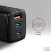 Kép 6/7 - Axagon ACU-DPQ65 GaN USB-A + 2xUSB-C PD3.0/QC4+/PPS/Apple 65W hálózati töltő
