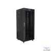Kép 2/5 - Lanberg FF01-6627-12BL 19" 27U SZÉL:600mm MÉLY:600mm MAG:1431mm lapraszerelt LCD üvegajtós fekete rack szekrény