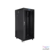 Kép 2/5 - Lanberg FF01-8027-12BL 19" 27U SZÉL:800mm MÉLY:1000mm MAG:1431mm lapraszerelt LCD üvegajtós fekete rack szekrény