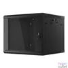 Kép 2/15 - Lanberg WF01-6609-10B 19" 9U SZÉL:600mm MÉLY:600mm MAG:512mm lapraszerelt üvegajtós fekete fali rack szekrény