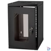 Kép 1/6 - Stalflex RC10-9U-300GB 10" 9U 300 mm mély lapraszerelt fekete üveg ajtós fali rack szekrény