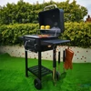 Kép 7/8 - TOO BG-200B fekete BBQ faszenes grillkocsi két oldalsó asztallal