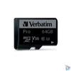Kép 1/2 - Verbatim 47042 SDXC 64GB Pro U3 Class 10 micro memóriakártya + adapter
