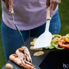 Kép 2/2 - Barbecook BC-ACC-7123 2db-os rozsdamentes acél rostlap forgató, fa nyél, 100% FSC, 31cm