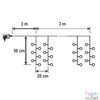 Kép 4/4 - Home MLF 300/WW micro LED-es cluster fényfüggöny, 3x0,5 m / 300 db melegfehér micro LED, 8 fényprogram, távirányító, hálózati adapter, kül- és beltéri kivitel