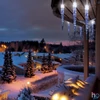 Kép 2/3 - Home KJL 50C LED-es jégcsap fényfüzér, 7,3x0,25 m / 50 db hidegfehér LED, 50 db jégcsap, fehér vezeték, állófényű, hálózati adapter, kül- és beltéri kivitel