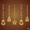 Kép 2/3 - Home KAF 11/WW micro LED-es figurás fényfüggöny, 2 m / 186 db melegfehér LED, harang / fenyő / csillag figurákkal, hálózati adapter, kül- és beltéri kivitel
