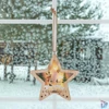 Kép 2/3 - Home KLW 17 R fából készült csillag alakú ablak és ajtódísz, rénszarvas és fenyőfa díszítéssel, lézerrel kivágott motívumok, 6 db melegfehér LED