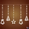 Kép 2/3 - Home KAF 11/WH micro LED-es figurás fényfüggöny, 2 m / 186 db hidegfehér LED, harang / fenyő / csillag figurákkal, hálózati adapter, kül- és beltéri kivitel