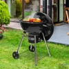 Kép 7/7 - Home GR03 fedeles gömbgrill, faszén, faszénbrikett, zománcozott acél tűztér és fedél, krómozott acél rostély, galvanizált acél széntartó, 76 cm rostélymagasság a talajtól