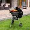 Kép 6/6 - Home GR02 fedeles gömbgrill, faszén, faszénbrikett, zománcozott acél tűztér, krómozott acél rostély, korrózióálló, rozsdamentes hamugyűjtő tálca
