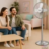 Kép 2/2 - Techwood TVI-455 fém álló ventilátor, 40 cm-es lapátátmérő, 50 W, 3 sebesség, oszcillálás, hálózati tápellátás