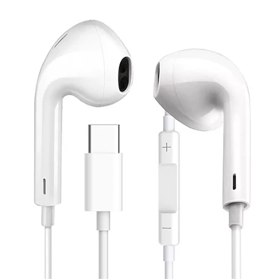 FIESTA Fülhallgató, USB-C, vezetékes, mikrofonnal, fehér
