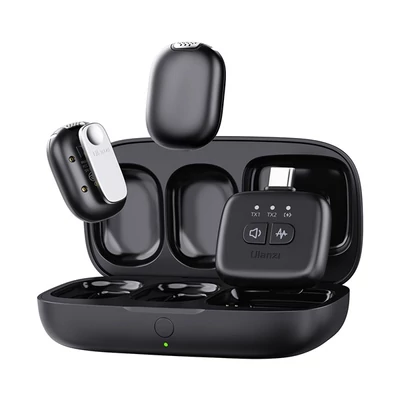 ULANZI A30 vezeték nélküli Mini lavalier mikrofon, 2 mikrofon és 1 vevő, usb-c, lighting, fekete
