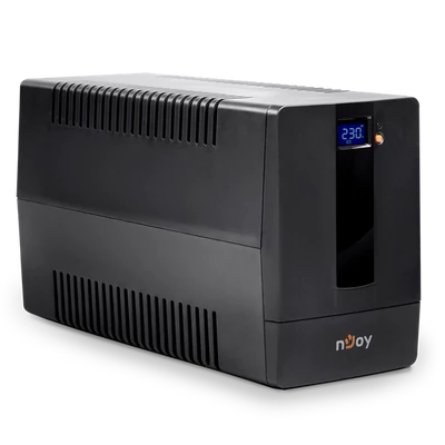 NJOY Szünetmentes 1000VA - Horus Plus 1000 (4 Schuko, line-interaktív, RJ45 védelem, USB, szoftver, LCD kijelző, fekete)