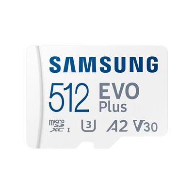 Samsung MicroSD kártya - 512GB MB-MC512SA/EU (EVO PLUS, microSDXC, UHS-I, R160, adapter, 512GB)