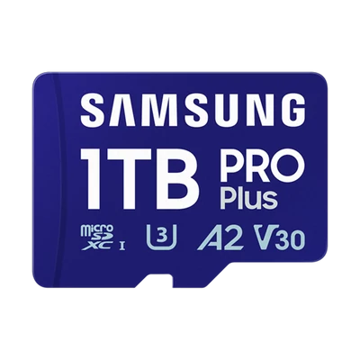 Samsung MicroSD kártya - 1TB MB-MD1T0SB/WW (PRO PLUS kártyaolvasóval, microSDXC, UHS-I, R180/W130, adapter, 1TB)