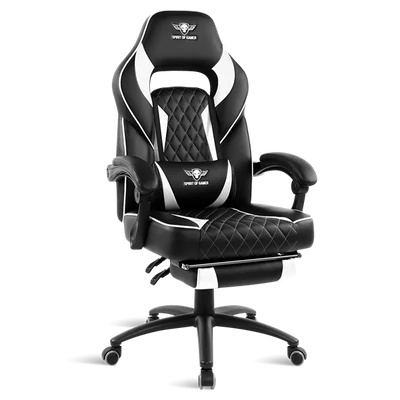 Spirit of Gamer szék - MUSTANG White (állítható dőlés/magasság; kihajtható lábtartó; max.120kg-ig, fehér)