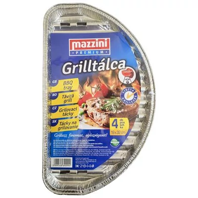 Grilltálca, 19x32 cm, félkör alakú, 4 db, MAZZINI "Premium"