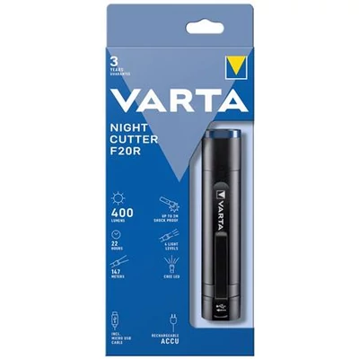 Elemlámpa, CREE LED, VARTA "F20R", fekete
