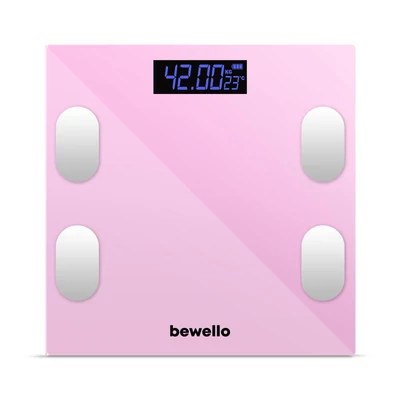 Okos személymérleg, 180 kg, elemes, üveg