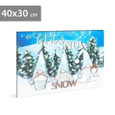 LED-es fali hangulatkép, "Let it snow",  2 x AA, 40 x 30 cm