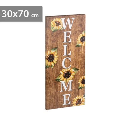 LED-es hangulatkép, "Welcome", fali akasztóval, 2 x AA, 30 x 70 cm