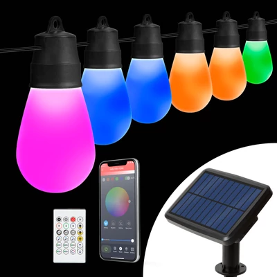 Smart szolár fényfüzér, 30 db RGBIC LED, 13 m, bluetooth