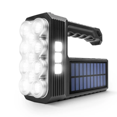 Szolár COB LED zseblámpa, munkalámpa funkcióval, 1200 mAh, MicroUSB, 1000 lumen, IP55