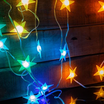 Smart fényfüzér, csillag, zene mód, USB, 25 RGB LED, 5 m, Bluetooth