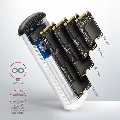 EEM2-SA USB microB 3.2 Gen1 - M.2 SATA SSD ház