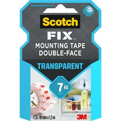 Ragasztószalag, áttetsző, kétoldalas, 19 mm x 1,5 m, 3M SCOTCH "Transparent"