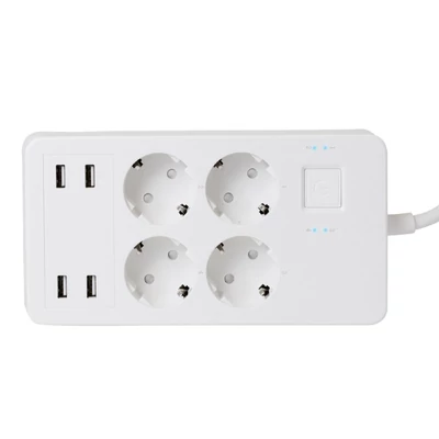 NV 4 WIFI smart elosztó, 1,5 m, 1,5 mm2 kábel, 4 földelt aljzat mx. 16A, 4 USB aljzat, max.4,8A